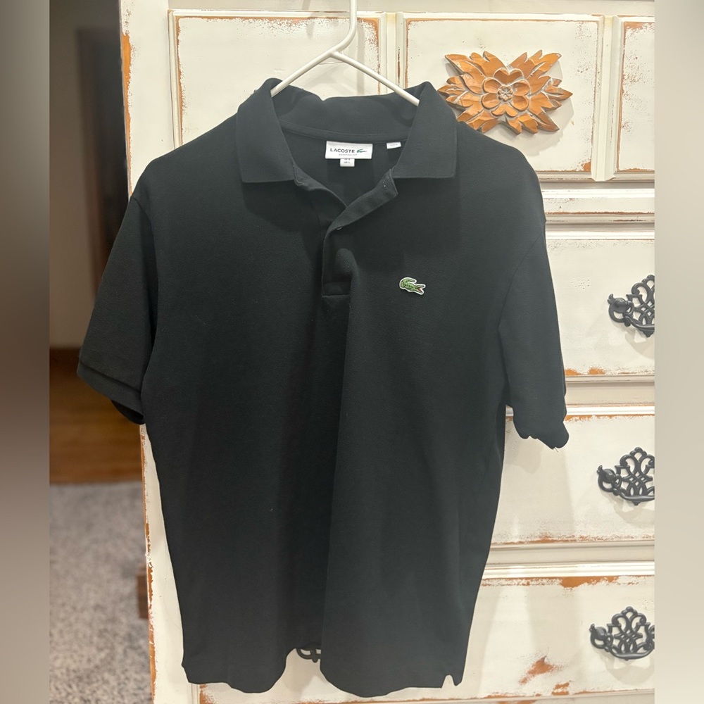 Lacoste Black Polo with Green Logo